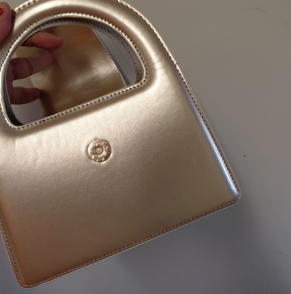 Cute Mini Top HandleSnap Button Gold Clutch Elegant Purse - Picture 3 of 10